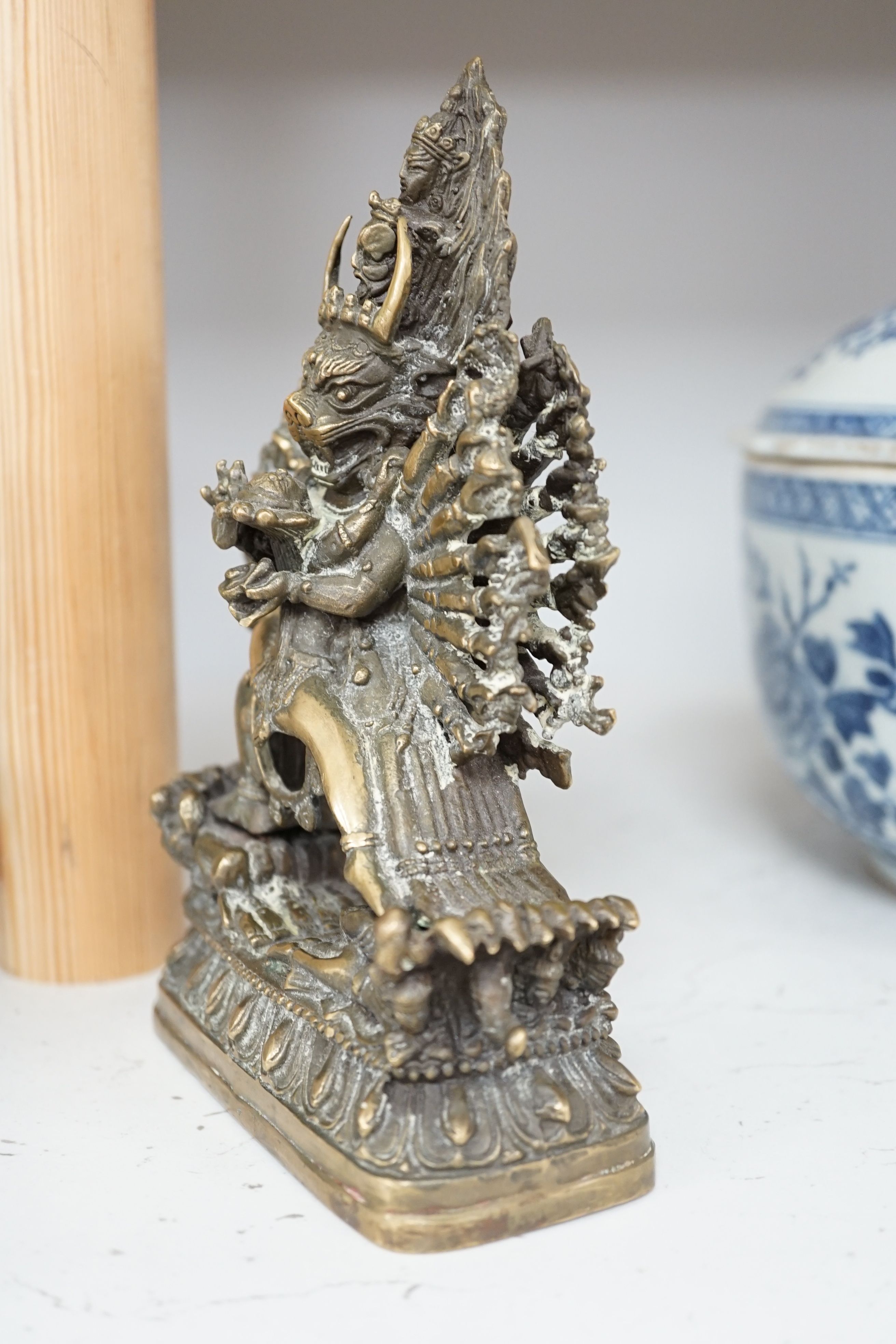 Two Buddhist bronze figures, tallest, 28cm high